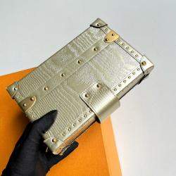 Louis Vuitton Gold Leather Small Trunk Shoulder Bag