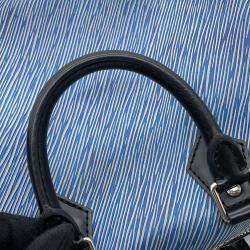 Pre Owned Louis Vuitton Speedy Bandouliere Blue/Noir Epi Denim Size 25