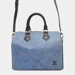 Pre Owned Louis Vuitton Speedy Bandouliere Blue/Noir Epi Denim Size 25