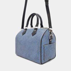 Pre Owned Louis Vuitton Speedy Bandouliere Blue/Noir Epi Denim Size 25