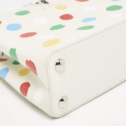 Pre Owned Louis Vuitton x Yayoi Kusama White Leather Painted Dots Capucines BB Bag