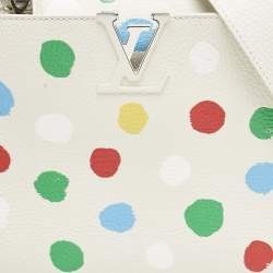 Pre Owned Louis Vuitton x Yayoi Kusama White Leather Painted Dots Capucines BB Bag