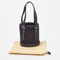 Pre Owned Louis Vuitton Black Monogram Satin Mini Bucket Bag