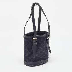 Pre Owned Louis Vuitton Black Monogram Satin Mini Bucket Bag