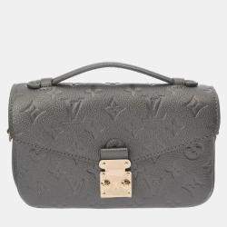 Pre Owned Louis Vuitton Gunmetal Monogram Empreinte Leather Pochette Metis MM Handbag