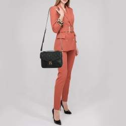 Pre Owned Louis Vuitton Black Monogram Empreinte Pochette Metis Bag