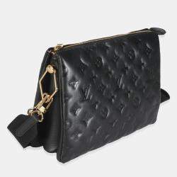 Louis Vuitton Black Lambskin Embossed Monogram Coussin PM bag