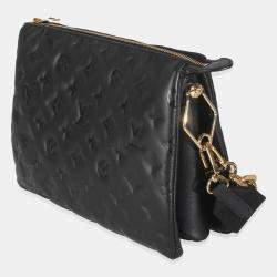 Louis Vuitton Black Lambskin Embossed Monogram Coussin PM bag
