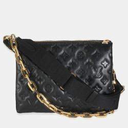 Louis Vuitton Black Lambskin Embossed Monogram Coussin PM bag