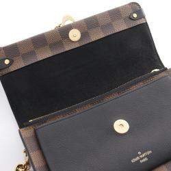 Pre Owned Louis Vuitton Brown Damier Ebene Canvas Portefeuille Vavin Chain Shoulder Bag