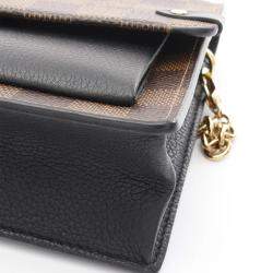 Pre Owned Louis Vuitton Brown Damier Ebene Canvas Portefeuille Vavin Chain Shoulder Bag