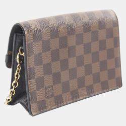 Pre Owned Louis Vuitton Brown Damier Ebene Canvas Portefeuille Vavin Chain Shoulder Bag