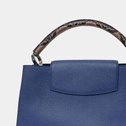 Louis Vuitton Blue Leather Python Capucines MM Bag
