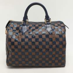 Pre Owned Louis Vuitton Damier Ebene and Sequins Paillettes Limited Edition Speedy 30 Bag