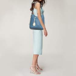 Louis Vuitton Blue Jean Leather Lockme Bucket Bag