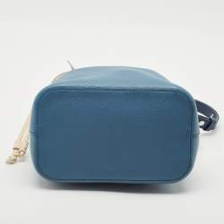 Louis Vuitton Blue Jean Leather Lockme Bucket Bag