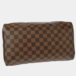 Pre Owned Louis Vuitton Brown Damier Ebene Speedy 30 Handbag