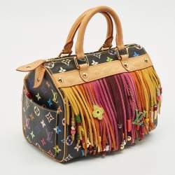 مملوكة مسبقًا Louis Vuitton Black Monogram Multicolore Limited Edition Fringe Speedy 25 Bag