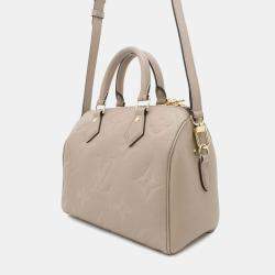 Louis Vuitton Tourterelle Monogram Empreinte Leather Speedy Bandouliere 25 Satchel Bag