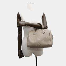 Louis Vuitton Tourterelle Monogram Empreinte Leather Speedy Bandouliere 25 Satchel Bag