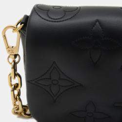 Louis Vuitton Black Leather Bubblegram Wallet on Strap
