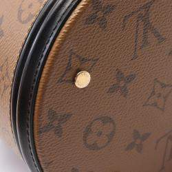 Pre Owned Louis Vuitton Brown Black Monogram Reverse Coated Canvas Leather Cannes Handbag