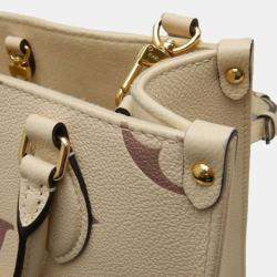 Louis Vuitton Cream Bicolor Monogram Empreinte Leather OnTheGo PM Tote Bag