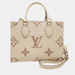 Louis Vuitton Cream Bicolor Monogram Empreinte Leather OnTheGo PM Tote Bag