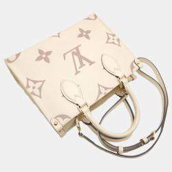 Louis Vuitton Cream Bicolor Monogram Empreinte Leather OnTheGo PM Tote Bag