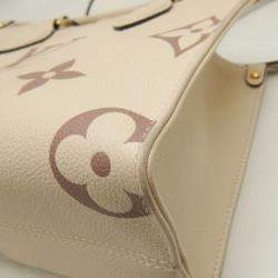 Louis Vuitton Cream Bicolor Monogram Empreinte Leather OnTheGo PM Tote Bag
