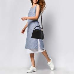 Pre Owned Louis Vuitton Black Leather Capucines BB Bag