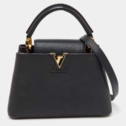 Pre Owned Louis Vuitton Black Leather Capucines BB Bag