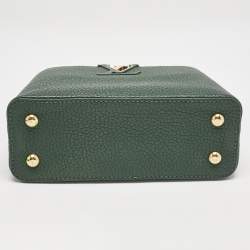 Pre Owned Louis Vuitton Green/Beige Leather and Python Capucines Mini Bag