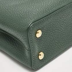 Pre Owned Louis Vuitton Green/Beige Leather and Python Capucines Mini Bag