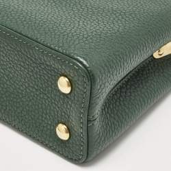 Pre Owned Louis Vuitton Green/Beige Leather and Python Capucines Mini Bag