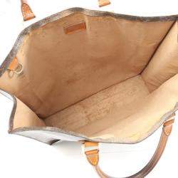 Pre Owned Louis Vuitton Sac Plat Hand Tote Bag Monogram Canvas Leather Brown