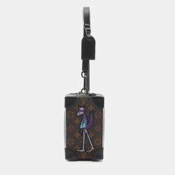 Pre Owned  Louis Vuitton Black Brown Monogram Macassar Soft Trunk Phone Box Bag