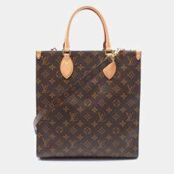 Pre Owned  Louis Vuitton Brown Monogram Leather Sac Plat PM Tote Bag