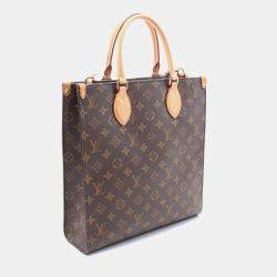 Pre Owned  Louis Vuitton Brown Monogram Leather Sac Plat PM Tote Bag