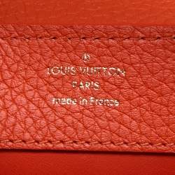 Pre Owned Louis Vuitton Orange/Beige Taurillon Leather and Python Mini Capucines Bag