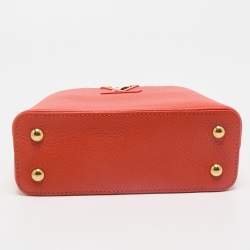 Pre Owned Louis Vuitton Orange/Beige Taurillon Leather and Python Mini Capucines Bag