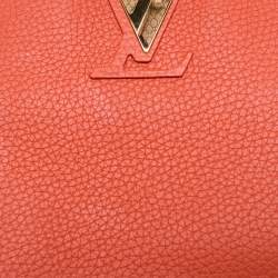 Pre Owned Louis Vuitton Orange/Beige Taurillon Leather and Python Mini Capucines Bag