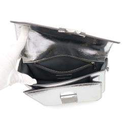 Louis Vuitton Silver Leather Monceau Distorted Handbag