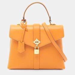 Pre Owned Louis Vuitton Orange Leather Rose des Vents PM Top Handle Bag