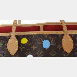 Pre Owned Louis Vuitton Brown Monogram Canvas Dots Neverfull MM Shoulder Bag