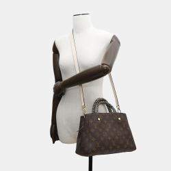 Pre Owned Louis Vuitton Noir/Cream Monogram Montaigne BB Shoulder Bag