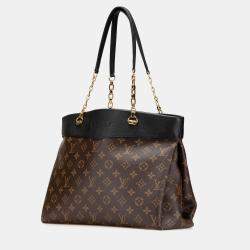 Pre Owned Louis Vuitton Black Brown Monogram Pallas Shopper