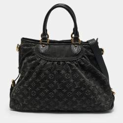 Pre Owned Louis Vuitton Black Monogram Denim Neo Cabby MM Bag