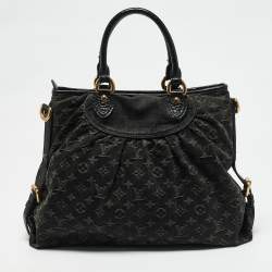 Pre Owned Louis Vuitton Black Monogram Denim Neo Cabby MM Bag