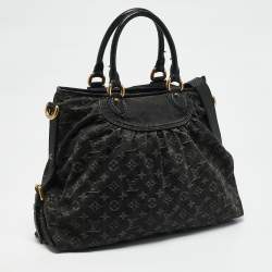 Pre Owned Louis Vuitton Black Monogram Denim Neo Cabby MM Bag